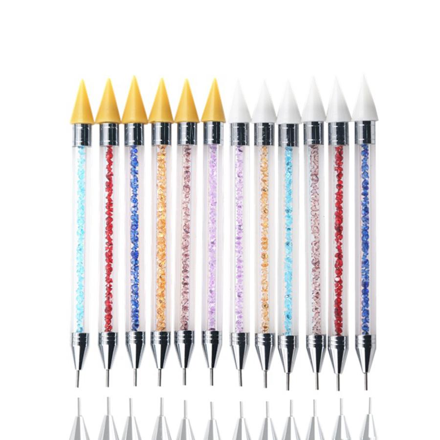 Nail Point Drill Pen Diamond Penholde Rhinestone Picker Wax Dotting Pencil Bolígrafo De Punta DIY Dotting Tool Nail Art Point Drill Pen