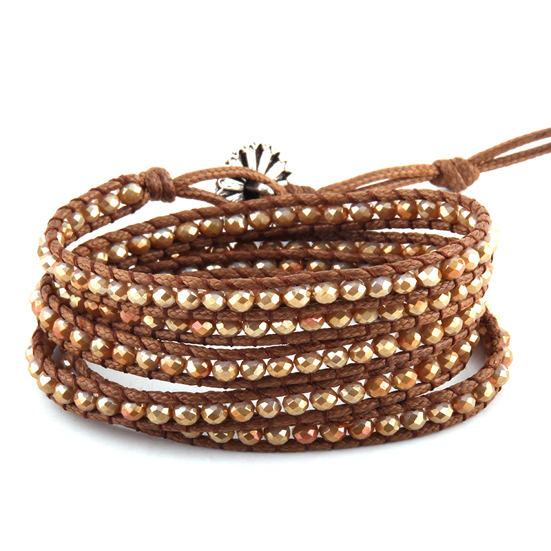 Fashion Women Jewelry Black/Brown Leather Bracelet Handmade 5 Strands 4mm Glass Beads Wrap Bracelets DropShippers
Fashion Women Jewelry Black/Brown Leather Bracelet Handmade 5 Strands 4mm Glass Beads Wrap Bracelets DropShippers
