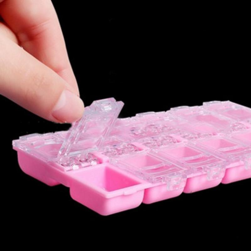 Wholesale Empty Storage Box Rhinestone Acrylic Crystal Beads Jewelry Caja De Almacenaje Nail Art Accessories Display Case Storage Box