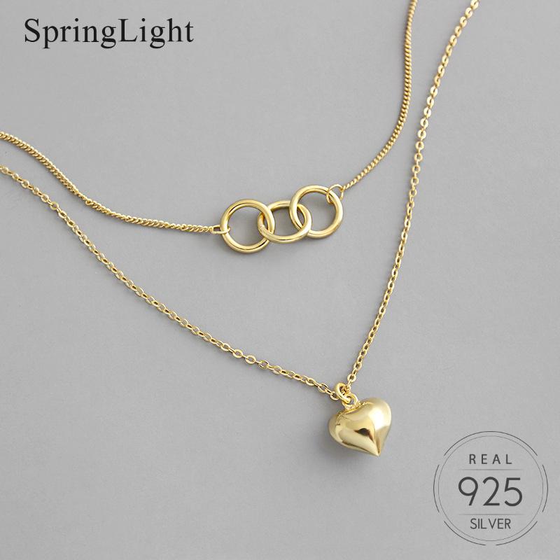 Springlight Real 925 Sterling Silver Love Heart Shape Double Layer Necklace Romantic Geometric Creative Choker Fine Jewelry Gift
Springlight Real 925 Sterling Silver Love Heart Shape Double Layer Necklace Romantic Geometric Creative Choker Fine Jewelry Gift