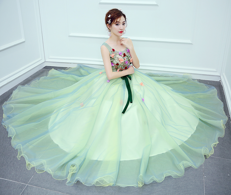 2018 New Arrival Cabdy Color Sweet Evening Dress Princess Ball Gown Bow Fresh Flower Cut-out Fashion for Formal Performance
