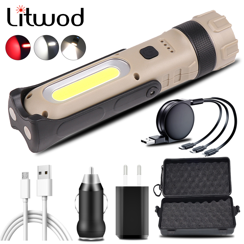 CREE XM-L2 U3 Working LED Built in USB Rechargeable Battery COB Lamp 3 Modes Power Bank Torch Tail Magnet for Camping
CREE XM-L2 U3 Working LED Built in USB Rechargeable Battery COB Lamp 3 Modes Power Bank Torch Tail Magnet for Camping