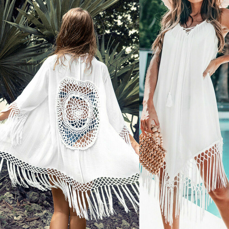 New Women Cover-Ups Beachwear Swimwear Bikini Hole Solid Tassel Ladies Dress Sarong Tunic Long Sleeve Summer Wear Loose 2020
New Women Cover-Ups Beachwear Swimwear Bikini Hole Solid Tassel Ladies Dress Sarong Tunic Long Sleeve Summer Wear Loose 2020