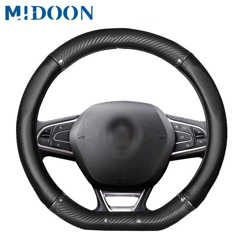 

MIDOON Leather Steering Wheel Cover for Clio Megane Alaskan Talisman Kadjar Kaptur Koleos Scenic Symbol Sandero Duster