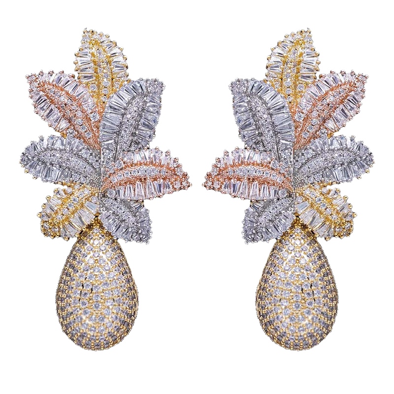 Large Long Bridal Wedding Earrings European and American Ladder Zircon Tricolor Earrings Tropical Pineapple Large Earring
Large Long Bridal Wedding Earrings European and American Ladder Zircon Tricolor Earrings Tropical Pineapple Large Earring