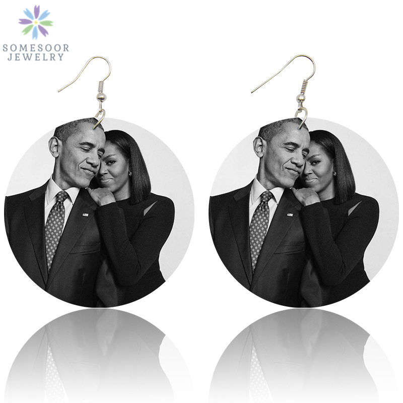 SOMESOOR Proud Black President Miss Obama African Wooden Drop Earrings Both Sides Printed Afro Heros Designs For Women Gifts
SOMESOOR Proud Black President Miss Obama African Wooden Drop Earrings Both Sides Printed Afro Heros Designs For Women Gifts