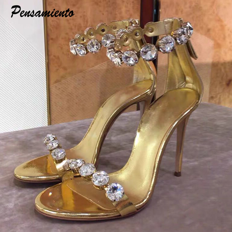 Luxury Rhinestones Women Sandals Bling bling Crystal High heels Ankle strap Gladiator Sandals Summer Party Wedding Bride shoes, Gold
Luxury Rhinestones Women Sandals Bling bling Crystal High heels Ankle strap Gladiator Sandals Summer Party Wedding Bride shoes, Gold