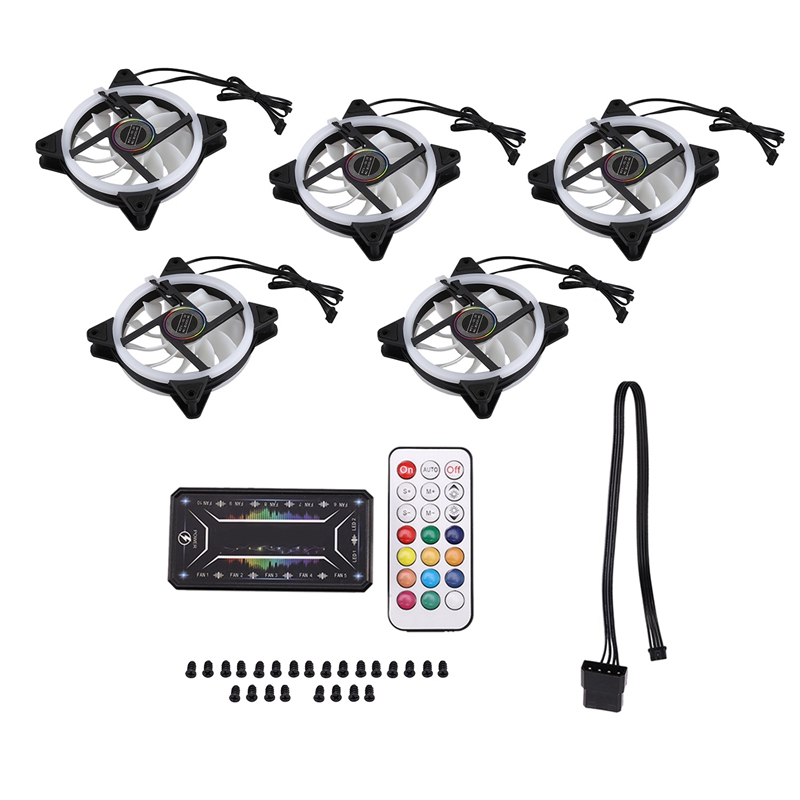 Computer PC Case Fan RGB Adjust LED Fan Quiet Remote Computer Cooler Cooling RGB Case Fans (5PCS+1 Controller 
Computer PC Case Fan RGB Adjust LED Fan Quiet Remote Computer Cooler Cooling RGB Case Fans (5PCS+1 Controller