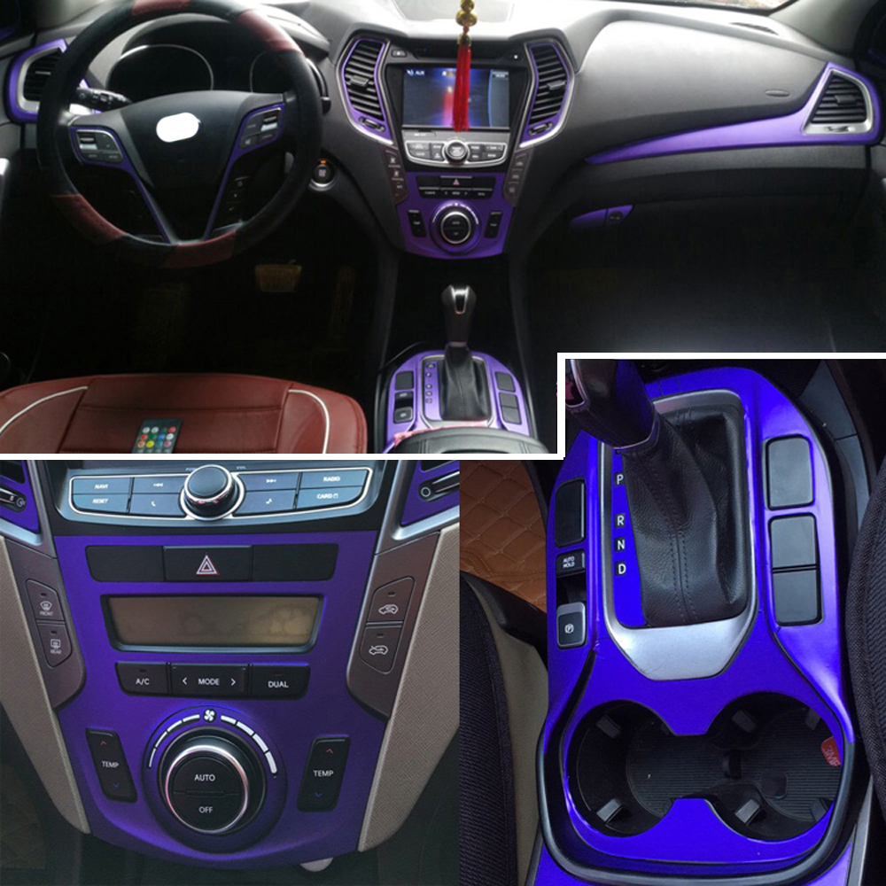 For Hyundai SantaFe IX45 2013-17 Interior Central Control Panel Door Handle 5D Carbon Fiber Stickers Decals Car styling Accessorie