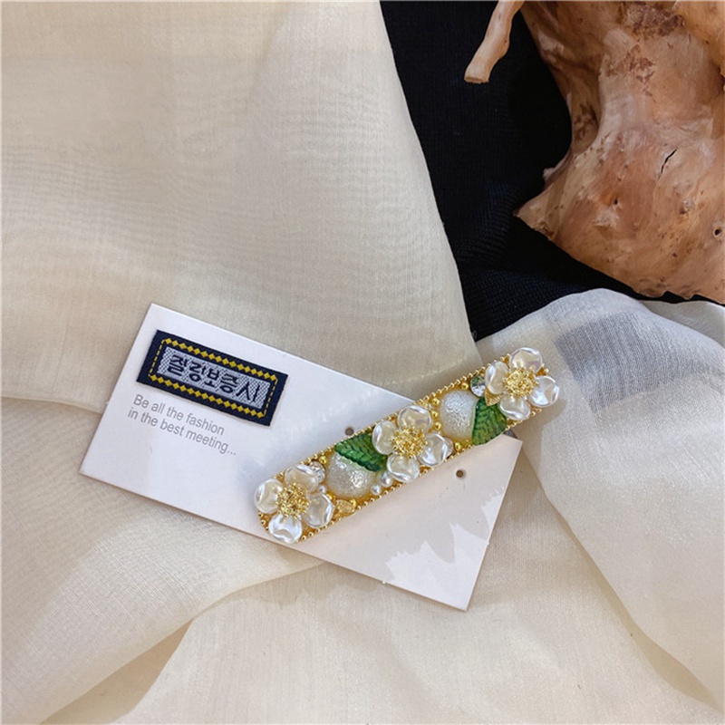 MENGJIQIAO Hot Sale Green Leaf Hairgrips Jewelry Handmade Elegant Pearl Flower Hairpins For Women Gilrs Wedding Accessories