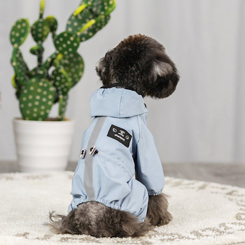 Dog Apparel Reflective Raincoat Night Walk Rain Coat For Small Dogs Waterproof Clothes Chihuahua Labrador Jumpsuit Hooded Jacket