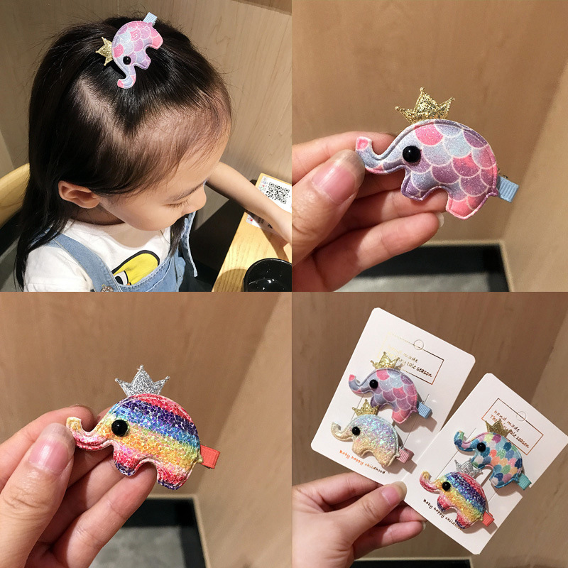 New 2pc Cute Elephant Children Hair Clips Shiny Fish Scales Elephant Baby Duckbill Clip Rainbow Color Hairpin Cartoon Headdress, No.1
New 2pc Cute Elephant Children Hair Clips Shiny Fish Scales Elephant Baby Duckbill Clip Rainbow Color Hairpin Cartoon Headdress, No.1