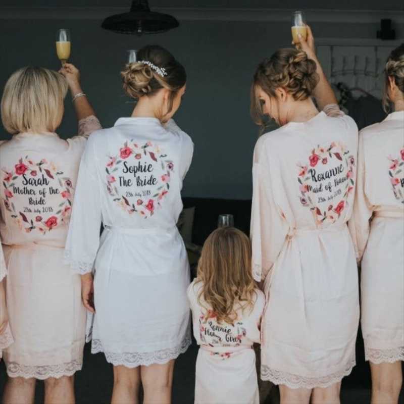 Wedding lace satin floral robe custom Birthday party gifts personalized mother of Bride gift hen nigt silk dressing gown kimono
Wedding lace satin floral robe custom Birthday party gifts personalized mother of Bride gift hen nigt silk dressing gown kimono