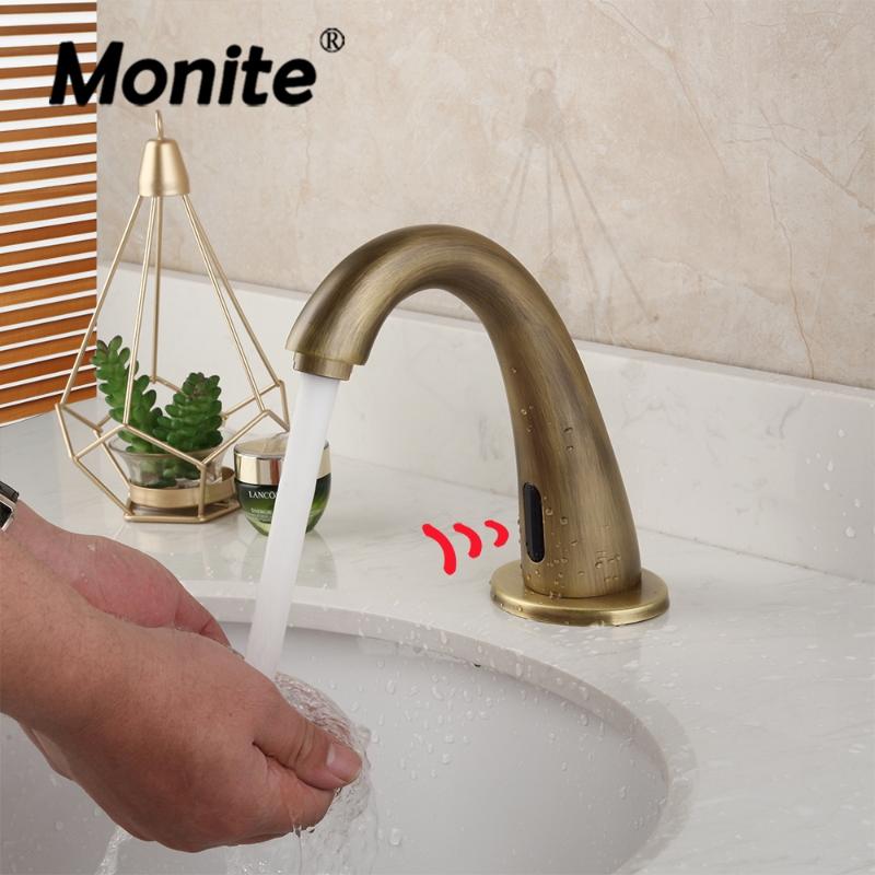 Monite Antique Brass Bathroom Automatic Touch Free Sensor Faucet Brass Water Saving Inductive Electric Power Mixer Tap Faucet
Monite Antique Brass Bathroom Automatic Touch Free Sensor Faucet Brass Water Saving Inductive Electric Power Mixer Tap Faucet