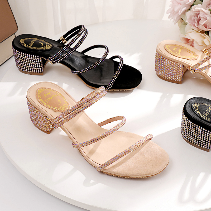 Wed2020 Summer Decent Rhinestone Sandals for Women with Thick Middle Heel Roman Simple Open Toe Hot Diamond Shoes, Black
Wed2020 Summer Decent Rhinestone Sandals for Women with Thick Middle Heel Roman Simple Open Toe Hot Diamond Shoes, Black