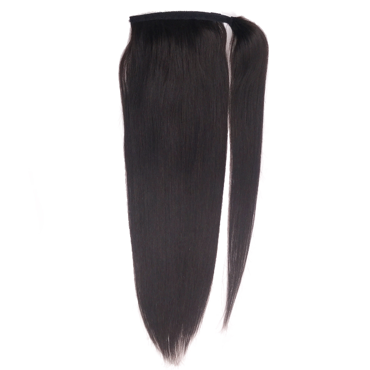 10A Grade Virgin Brazilian Human Thick Ends Clip In Extensions Slik Straight Ponytail Hair 120G