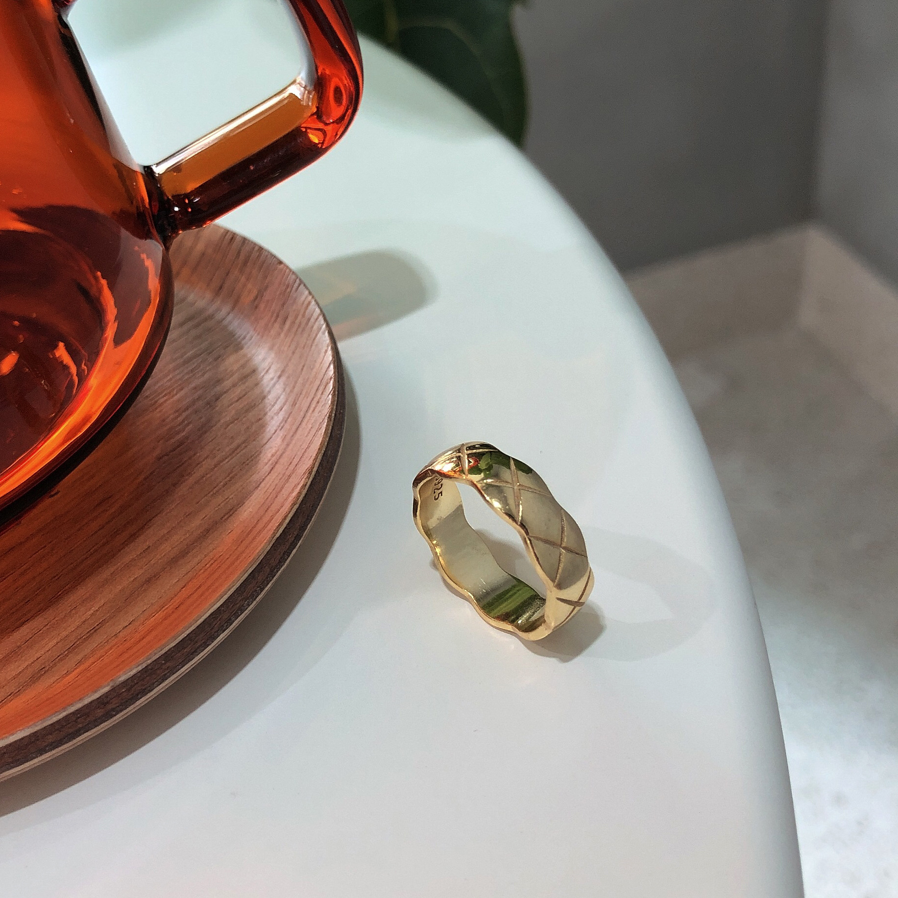 New design 925 sterling silver vintage jewelry gold color hand-made designer women's band rings Japanese South korea style