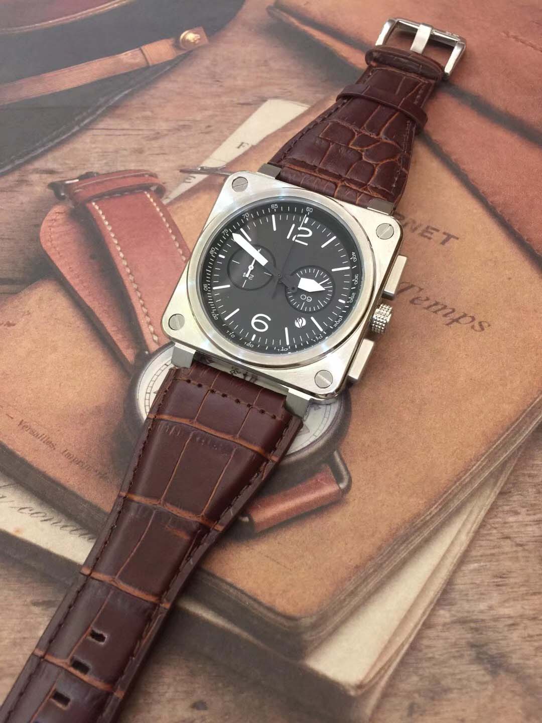 New Style Fashion Style Quartz Chronograph Squar Black Dial 46MM Watch Watches Brown Leather Strap Mens Wristwatches
New Style Fashion Style Quartz Chronograph Squar Black Dial 46MM Watch Watches Brown Leather Strap Mens Wristwatches