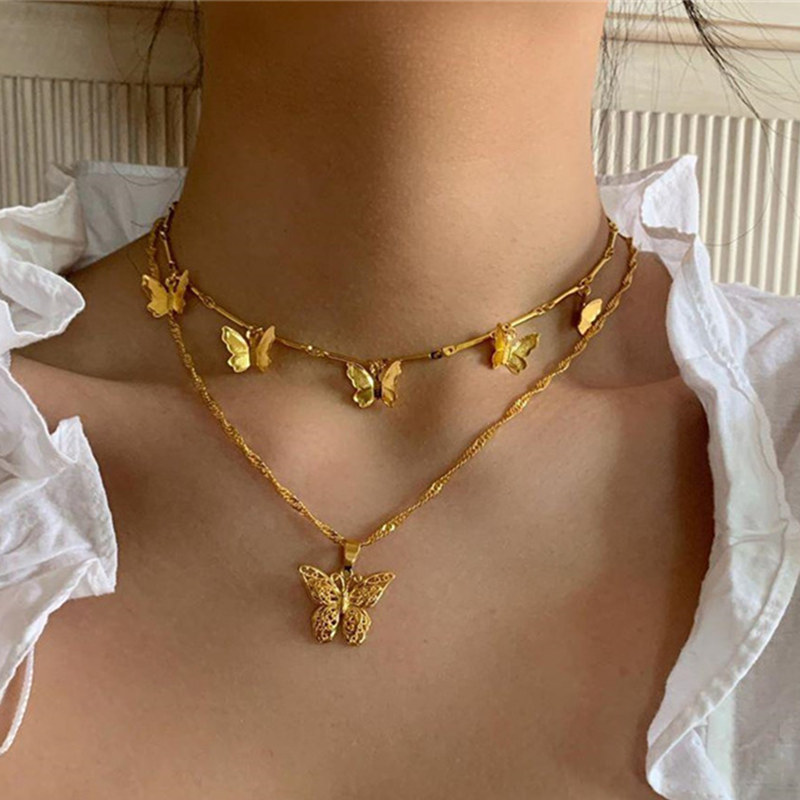 2 Pcs/Set Gold Color Women Fashion Butterfly Pendant Double Layer Necklace Statement Choker Necklace for Women Jewelry Gifts
2 Pcs/Set Gold Color Women Fashion Butterfly Pendant Double Layer Necklace Statement Choker Necklace for Women Jewelry Gifts