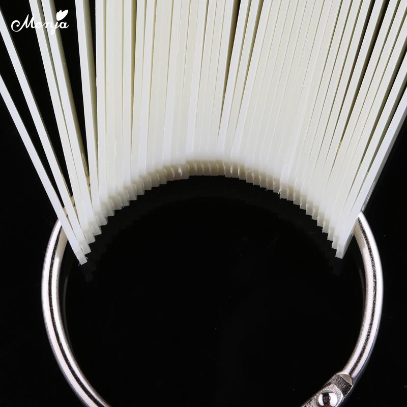 Monja 40pcs Sharp Fan Shaped Nail Art False Tips Polish Gel Color Practice Display Showing Card Sticks Manicure Tool