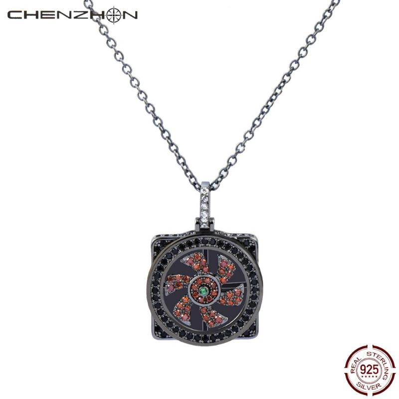 CHENZHON IT Cooling Computer Fan Shape Pendant Hip Hop 925 Sterling Silver Jewelry Iced Out CZ Black Cool Men Pendants Necklaces
CHENZHON IT Cooling Computer Fan Shape Pendant Hip Hop 925 Sterling Silver Jewelry Iced Out CZ Black Cool Men Pendants Necklaces