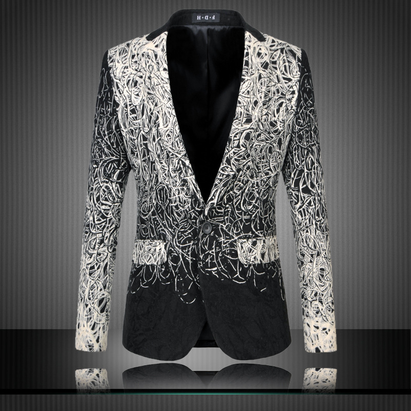 new style individuality series slim suit casual men suit white and black men jacket designer men coat in stock free shipping