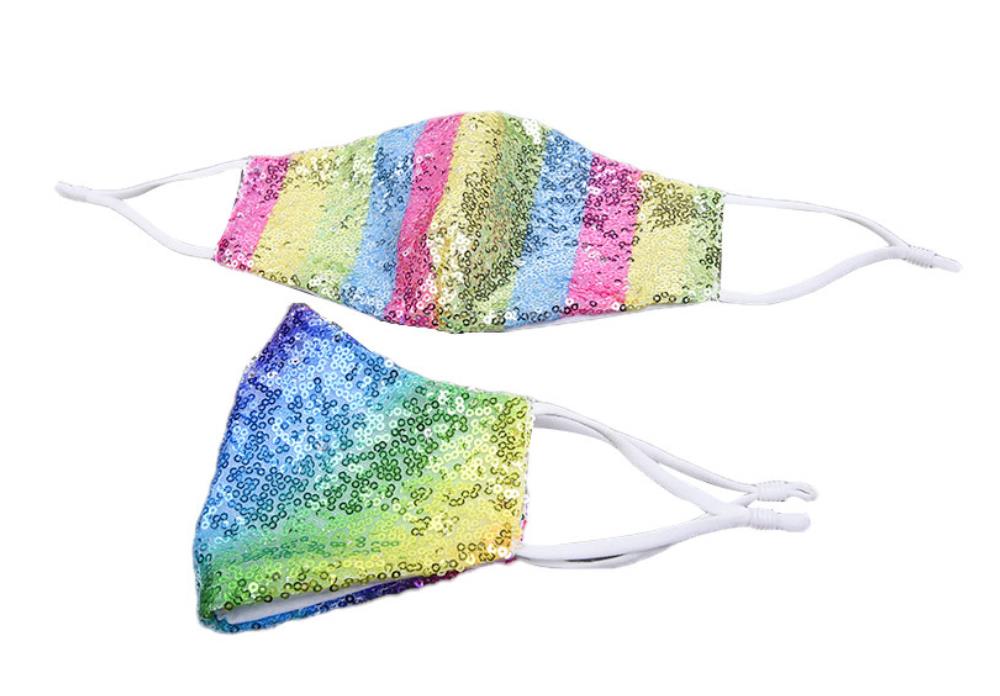 Women's Girl's Sequins Face Mask For Shopping Party Wedding Wearing Sparkle Washable Reusable Bling Face Covers 19 colors Masks