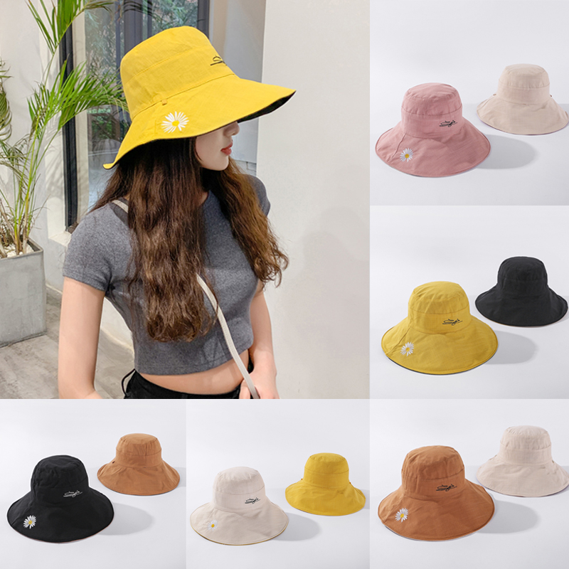 1PC Double-sided Fashion Daisies Wearing Fisherman Hats Female Summer Sunscreen Sun Hat Embroidery Daisy Sun Hat for Women
1PC Double-sided Fashion Daisies Wearing Fisherman Hats Female Summer Sunscreen Sun Hat Embroidery Daisy Sun Hat for Women