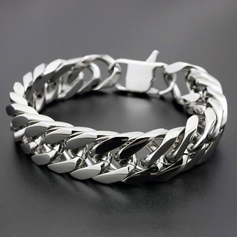 Fashion Silver Color Rock Chain & Link Double Curb Cuban Bracelets Biker Stainless Steel Bracelet Bangles for Men Jewelry
Fashion Silver Color Rock Chain & Link Double Curb Cuban Bracelets Biker Stainless Steel Bracelet Bangles for Men Jewelry