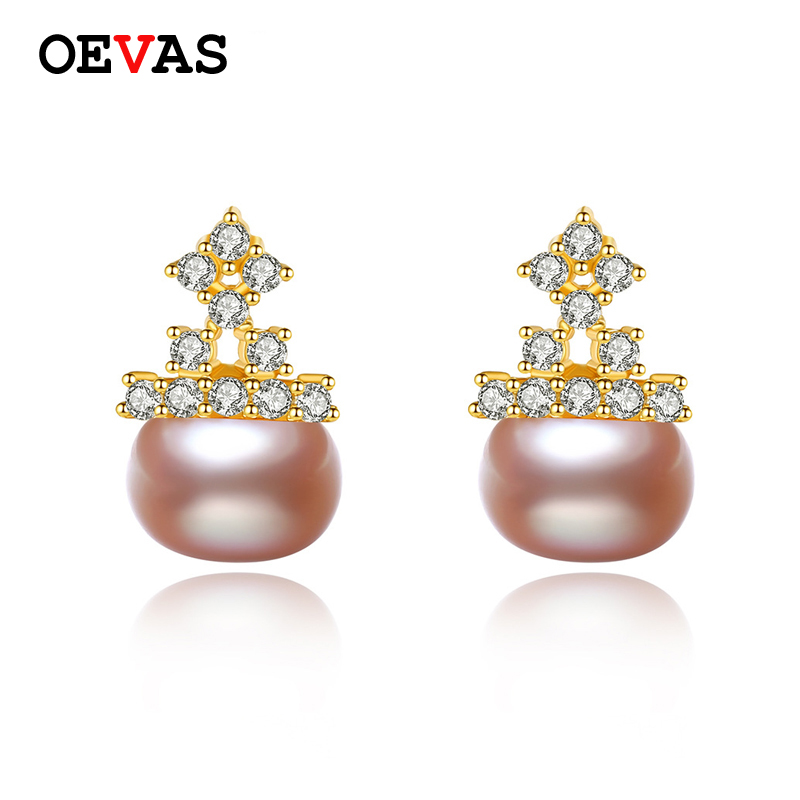 OEVAS 100% 925 Sterling Silver Freshwater Pearl Crown Stud Earrings Top Quality Gold Color Sparkling Zircon Party Fine Jewelry
OEVAS 100% 925 Sterling Silver Freshwater Pearl Crown Stud Earrings Top Quality Gold Color Sparkling Zircon Party Fine Jewelry
