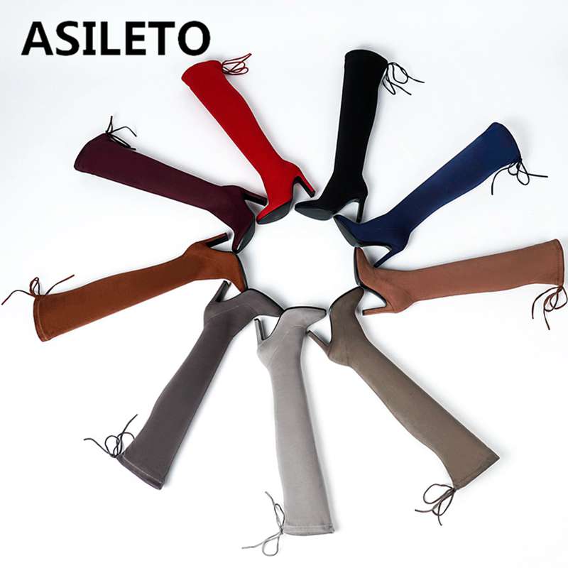ASILETO Woman suede leather over the knee boots thin high heels stretch long booties Sexy spring autumn slim boot big size12, Black
ASILETO Woman suede leather over the knee boots thin high heels stretch long booties Sexy spring autumn slim boot big size12, Black