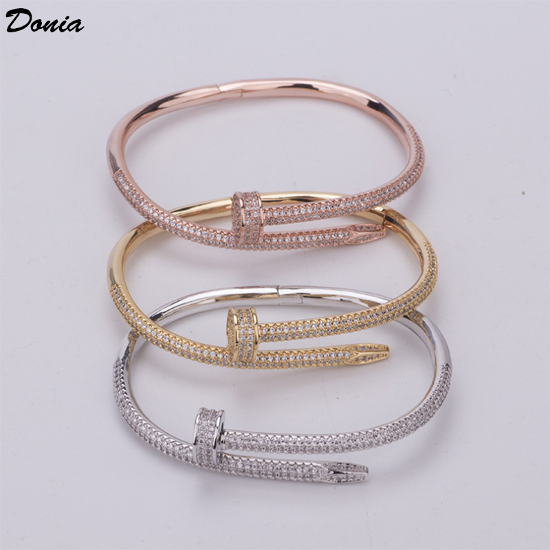 Donia jewelry Oume nail bracelet tri-color electroplating exaggerated luxury micro inlaid zircon bracelet fashion personality bracelet, Black
Donia jewelry Oume nail bracelet tri-color electroplating exaggerated luxury micro inlaid zircon bracelet fashion personality bracelet, Black