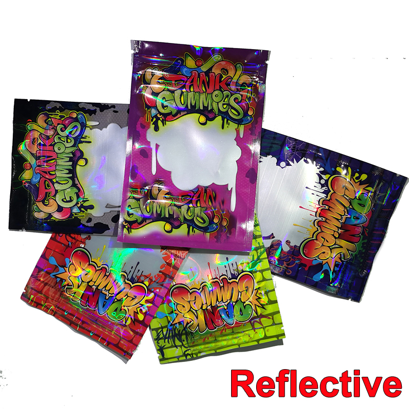 Newest Dank Gummie Mylar Bags Reflective Candy Bag Zipper Tobacco Retail Packaging Waterproof Bag 500mg for Dry Herb Flowers OEM Customized
Newest Dank Gummie Mylar Bags Reflective Candy Bag Zipper Tobacco Retail Packaging Waterproof Bag 500mg for Dry Herb Flowers OEM Customized