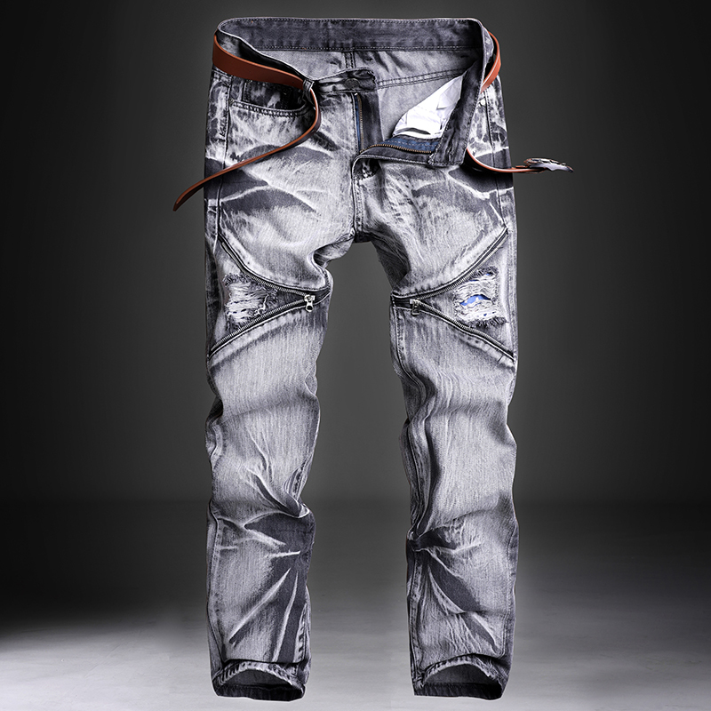 Jeans Men Male Jean Homme Mens Men'S Classic Fashions Pants Denim Biker Pant Slim Fit Baggy Straight Trousers Ripped MX200814