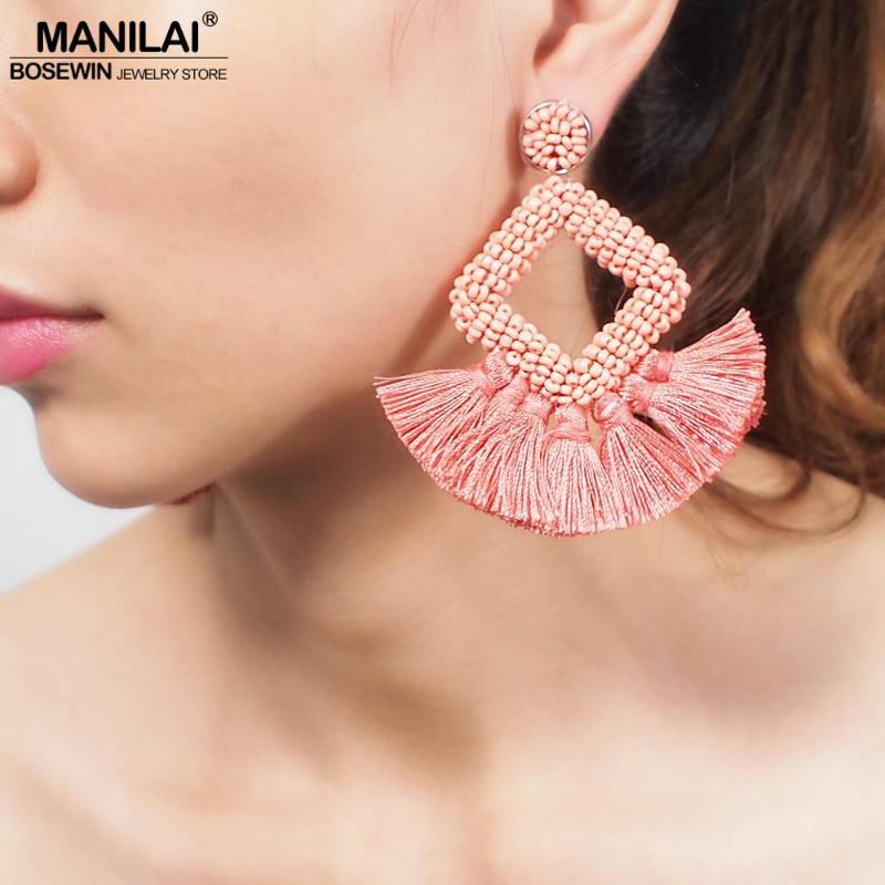 MANILAI Bohemian Handmade Beads Tassel Earrings For Women Big Dangle Earrings Statement Jewelry Beaded Fringed 2020
MANILAI Bohemian Handmade Beads Tassel Earrings For Women Big Dangle Earrings Statement Jewelry Beaded Fringed 2020