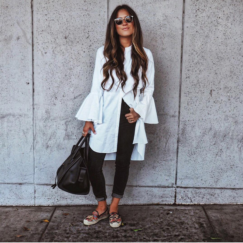 New Fashion Women White Flare Long Sleeve Shirt Summer Spring Fashion O-Neck Straight Elegant Woman Bloues Casual Clothing Tops, As pic
New Fashion Women White Flare Long Sleeve Shirt Summer Spring Fashion O-Neck Straight Elegant Woman Bloues Casual Clothing Tops, As pic