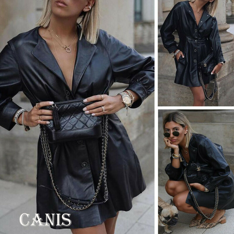 ImCute 2020 Women Chic Wet Look PU Leather Pocket Jackets Office Lady Long Sleeve Black Buttoned Jacket Female Slim Draped Coat
ImCute 2020 Women Chic Wet Look PU Leather Pocket Jackets Office Lady Long Sleeve Black Buttoned Jacket Female Slim Draped Coat