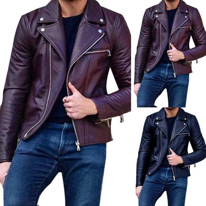 New Fashion Autumn Winter Men Leather Long Sleeve Lapel Clothing Casual Loose Male Fit Motorcycle Jacket Coat clothing, Purple
New Fashion Autumn Winter Men Leather Long Sleeve Lapel Clothing Casual Loose Male Fit Motorcycle Jacket Coat clothing, Purple