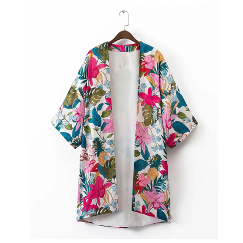 Vintage V neck Flower Print Kimono Shirt Woman 3/4 Sleeve Batwing sleeve Long Loose Blouse Femme Blusas, As picture
Vintage V neck Flower Print Kimono Shirt Woman 3/4 Sleeve Batwing sleeve Long Loose Blouse Femme Blusas, As picture