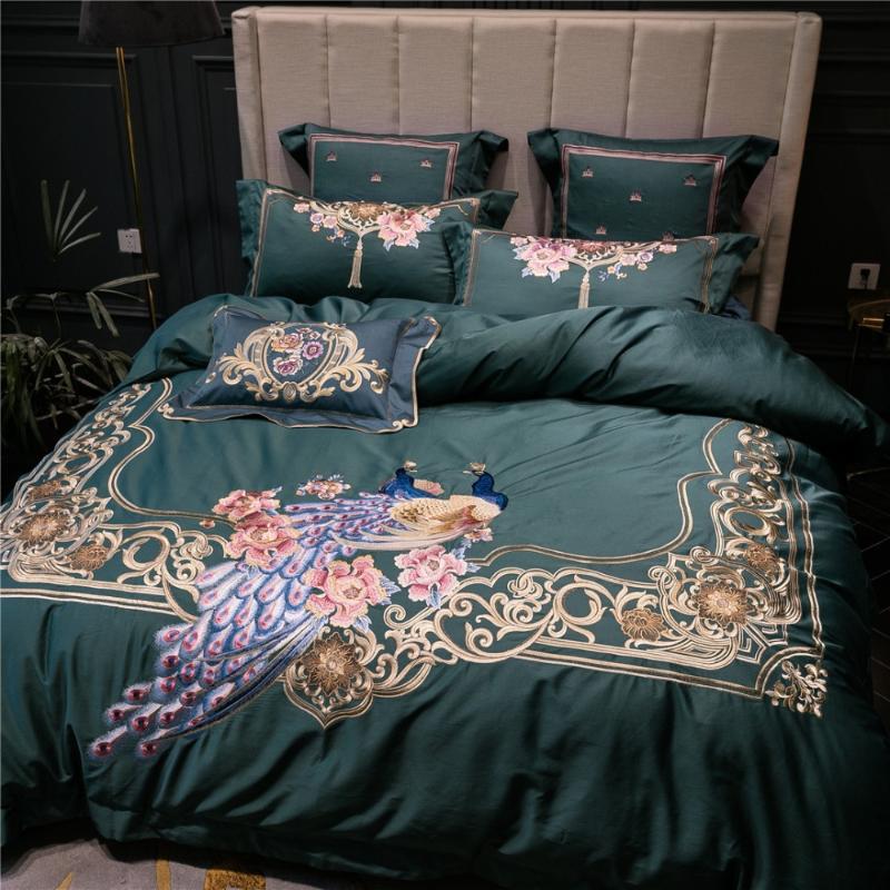 Luxury 120S Egyptian cotton Embroidered Bedding set Queen King Green Peacock Duvet cover Bed sheet set Pillowcase 4/6pcs, Color 5
Luxury 120S Egyptian cotton Embroidered Bedding set Queen King Green Peacock Duvet cover Bed sheet set Pillowcase 4/6pcs, Color 5