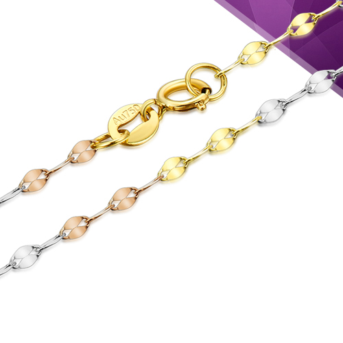 FINE AU750 18K Rose White Yellow Gold Chain Women Clover Link Necklace Chain 18inch
FINE AU750 18K Rose White Yellow Gold Chain Women Clover Link Necklace Chain 18inch
