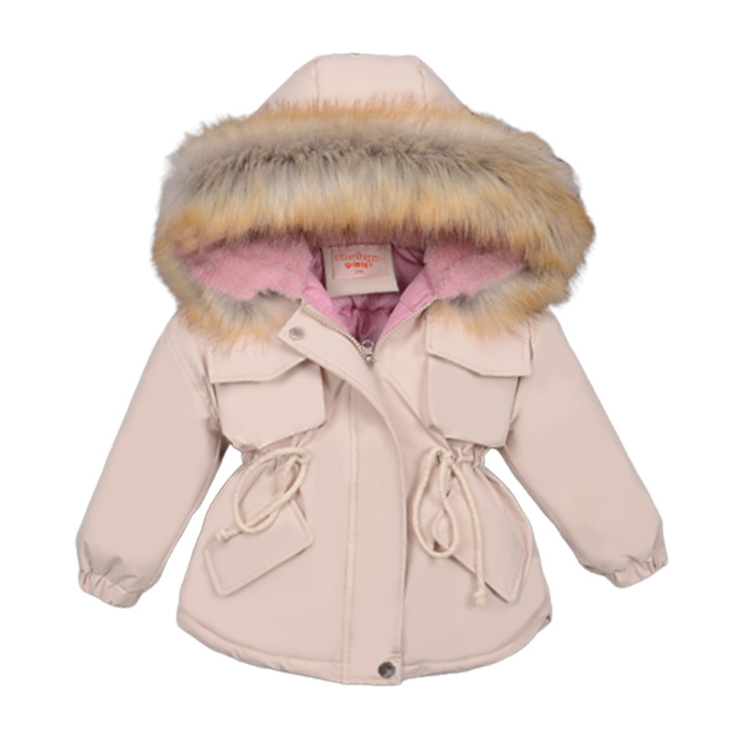 Baby Girl Denim Jacket Plus Fur Warm Toddler Children's winter girl's cotton padded clothes baby's thickened cotton padded coat LJ20082