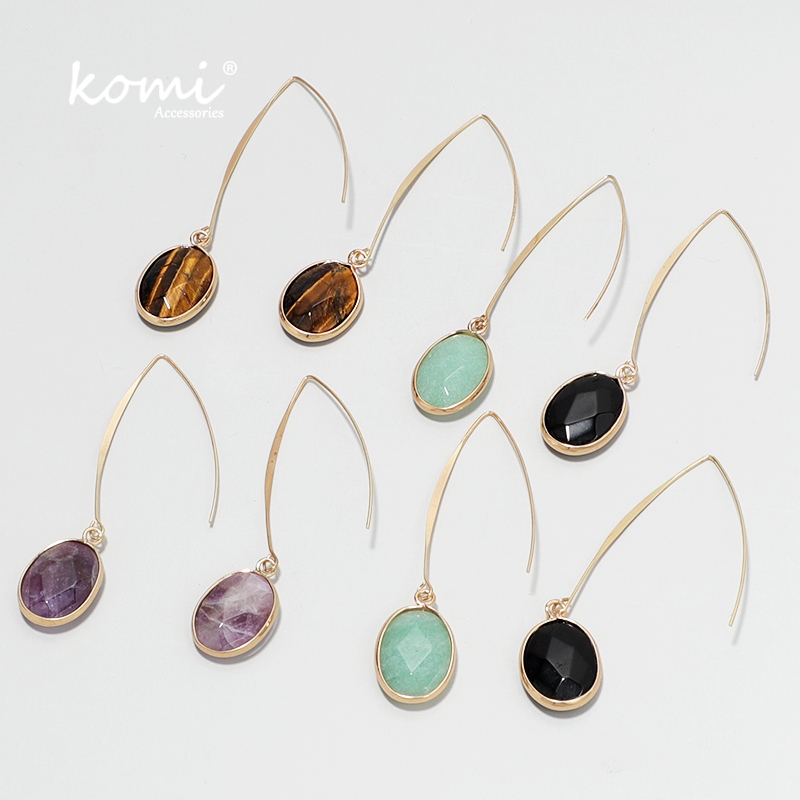 KOMi Natural Stone Crystal Dangle Earrings Green Dongling Stone Eye Black Gallstone Ear Hook Earrings Woman K2500
KOMi Natural Stone Crystal Dangle Earrings Green Dongling Stone Eye Black Gallstone Ear Hook Earrings Woman K2500