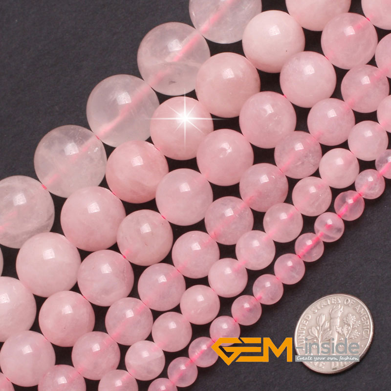 

Round Smooth Pink Rose Quartzs Beads Natural Rose Quart Stone Beads DIY Loose For Bracelet Making Strand 15" Free Shipping