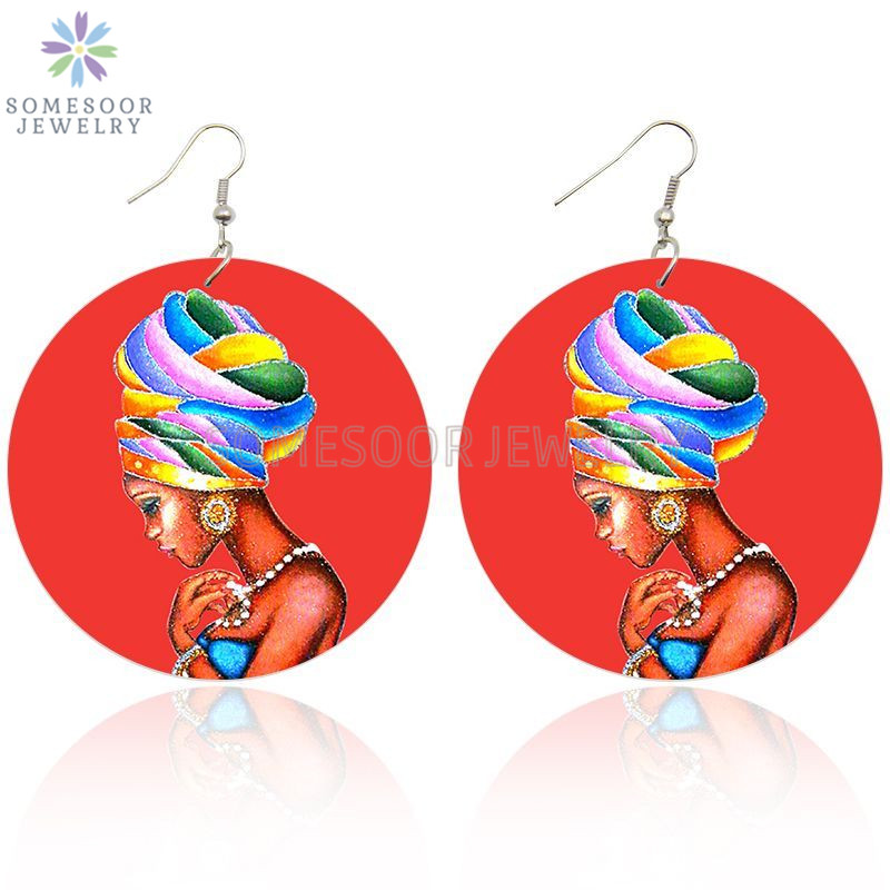 SOMESOOR AFRO Ethnic Headwrap Woman In Red Printing Wooden Drop Earrings Black Tribal Arts Pendant Dangle Jewelry For Women Gift
SOMESOOR AFRO Ethnic Headwrap Woman In Red Printing Wooden Drop Earrings Black Tribal Arts Pendant Dangle Jewelry For Women Gift