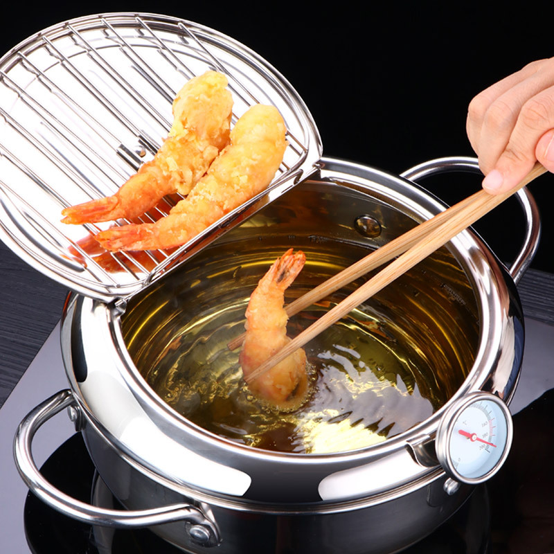 LMETJMA Japanese Deep Frying Pot with a and a Lid 304 Stainless Steel Kitchen Tempura Fryer Pan 20 24 cm KC0405
LMETJMA Japanese Deep Frying Pot with a and a Lid 304 Stainless Steel Kitchen Tempura Fryer Pan 20 24 cm KC0405