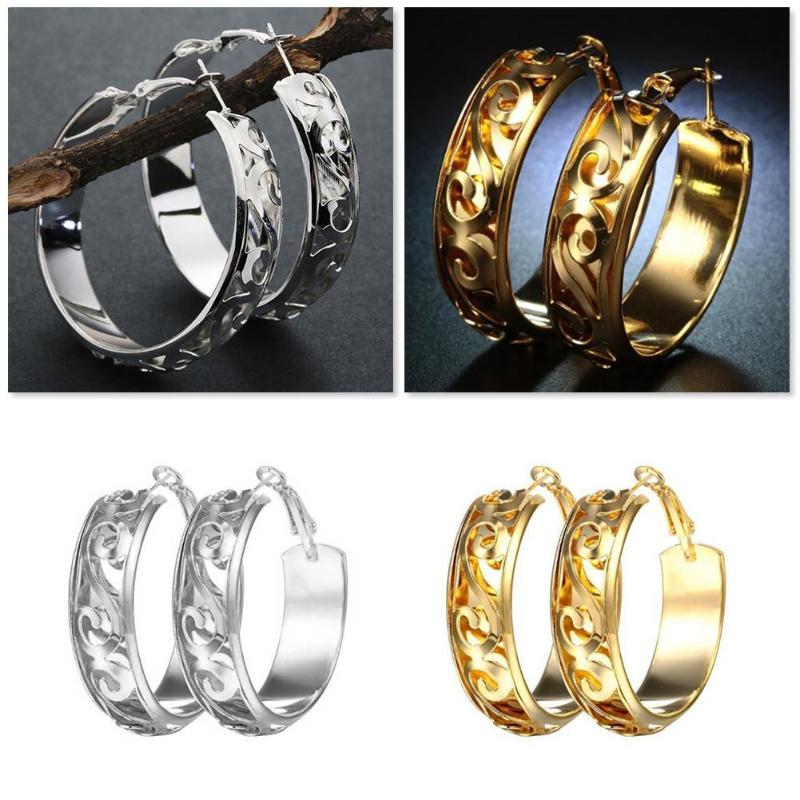 Hoop & Huggie 1 Pair Women Earrings Wide Edges Carved For Ear Gift Fashion Studs Jewelry Golden And Silver Color L6P8
Hoop & Huggie 1 Pair Women Earrings Wide Edges Carved For Ear Gift Fashion Studs Jewelry Golden And Silver Color L6P8