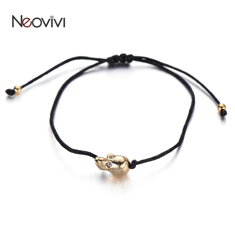 Charm Bracelets Neovivi Smooth Copper Beads Skull CZ Bracelet Micro Pave White Zircon Red Black Rope String Women Men Jewelry
Charm Bracelets Neovivi Smooth Copper Beads Skull CZ Bracelet Micro Pave White Zircon Red Black Rope String Women Men Jewelry