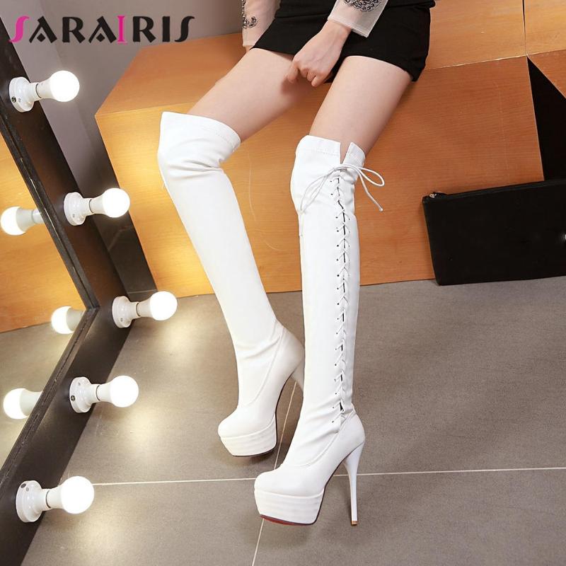 Sarairis Platform Female 2020 Elegant Boots Thin High Heels Boots Women Round Toe Cross Tied Over The Knee Heels Shoes Woman, White
Sarairis Platform Female 2020 Elegant Boots Thin High Heels Boots Women Round Toe Cross Tied Over The Knee Heels Shoes Woman, White