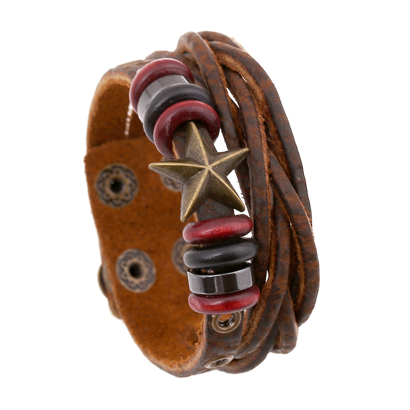 Punk Genuine Leather Wrap Charm Bracelets Metal Star Colorful Accessories Men Women New Arrival Adjustable Bracelets
Punk Genuine Leather Wrap Charm Bracelets Metal Star Colorful Accessories Men Women New Arrival Adjustable Bracelets